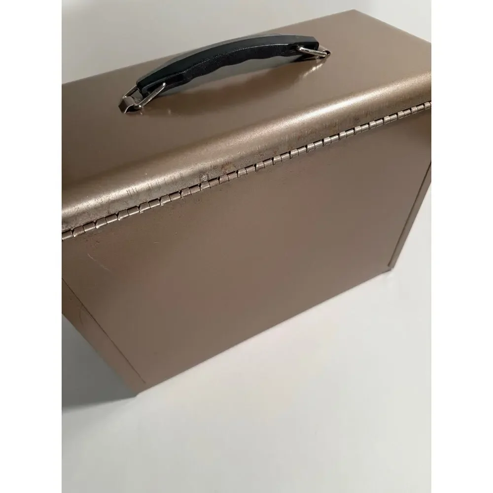 Vintage Rockway Metal File Box Tan 13.5” x 5” x 8.75” Security